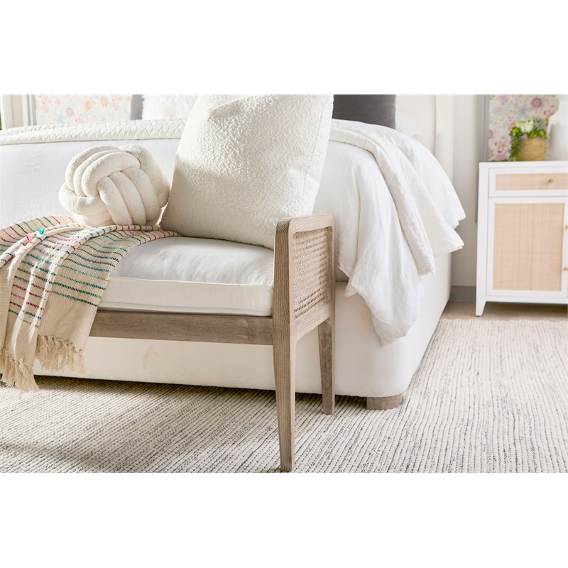 Maklaine Modern Transitional Fabric Cal King Bed in White Finish