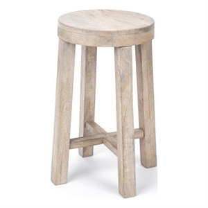 Maklaine Farmhouse 26&quot Total Height White Wood Seat & Base Stool