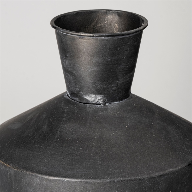 Maklaine Modern / Contemporary (Set of 2) Metal Urns in Black