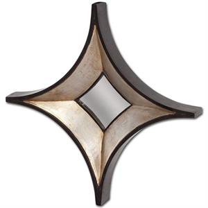 Maklaine Traditional 16.5x16.5 Star Wood Frame Mirror in Brown
