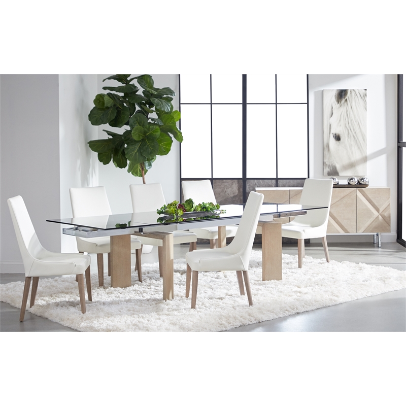 Maklaine Modern / Contemporary Wood Extension Dining Table in Gray