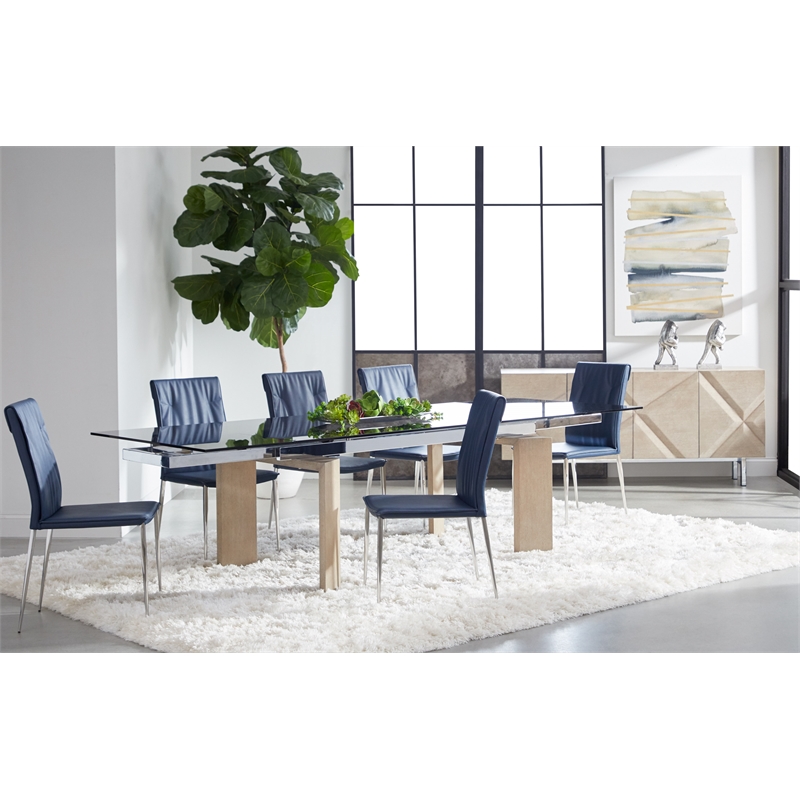 Maklaine Modern / Contemporary Wood Extension Dining Table in Gray