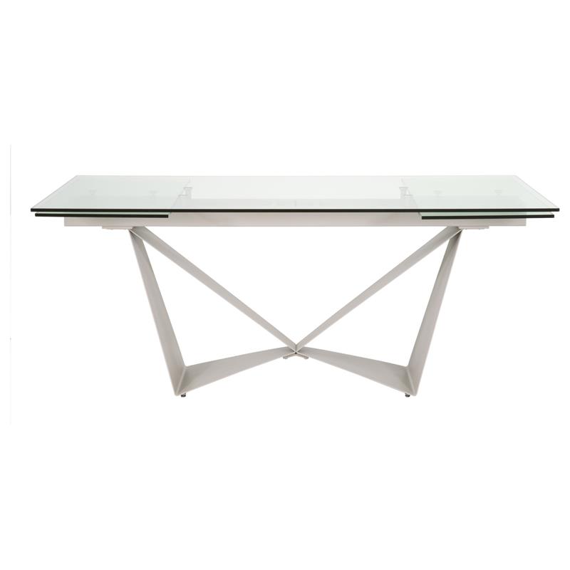 Maklaine Modern / Contemporary Metal Extension Dining Table in Gray