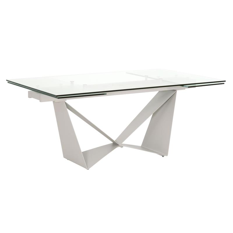 Maklaine Modern / Contemporary Metal Extension Dining Table in Gray
