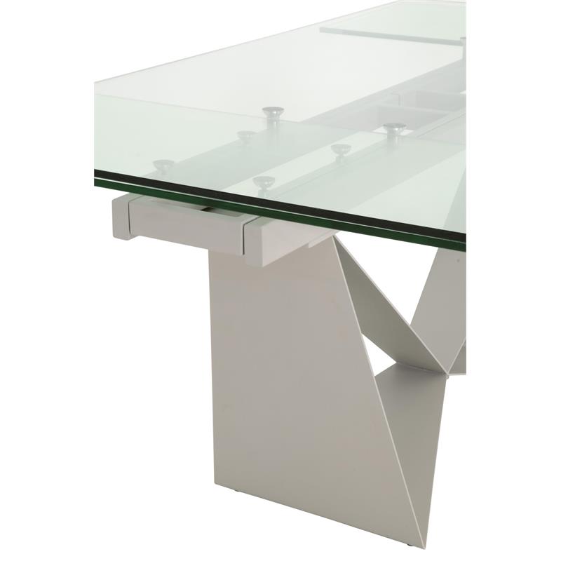 Maklaine Modern / Contemporary Metal Extension Dining Table in Gray