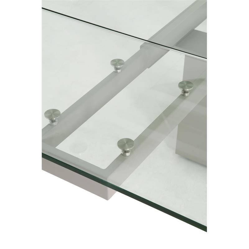 Maklaine Modern / Contemporary Metal Extension Dining Table in Gray