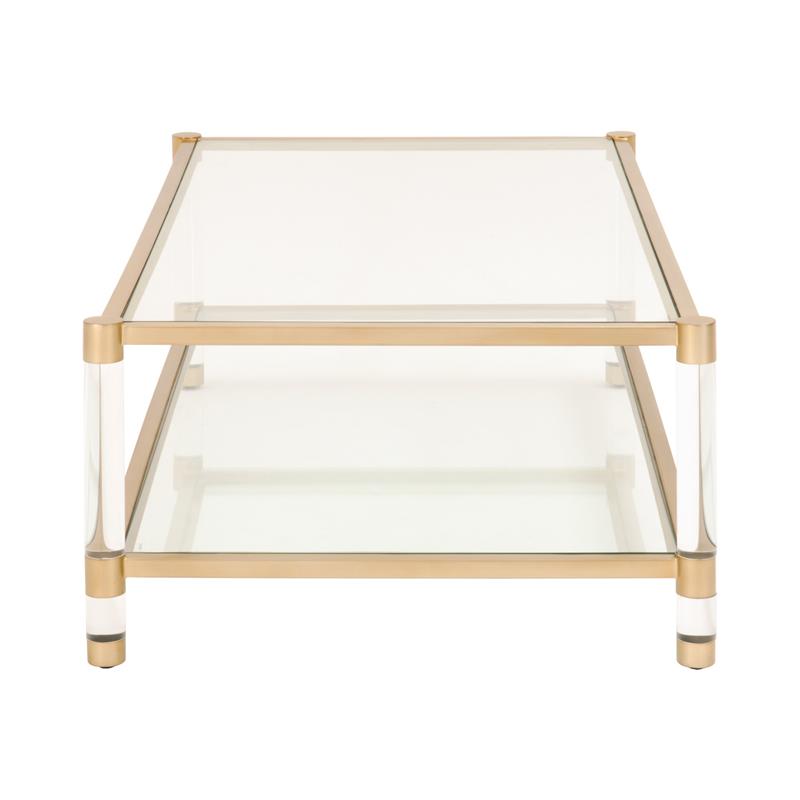 Maklaine Contemporary Transitional Metal Coffee Table in Brass