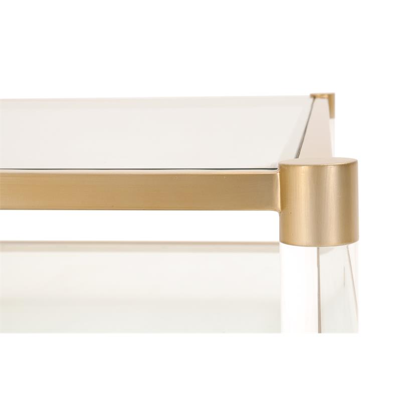 Maklaine Contemporary Transitional Metal Coffee Table in Brass