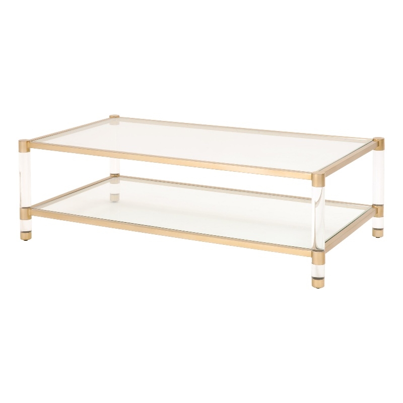 Maklaine Contemporary Transitional Metal Coffee Table in Brass
