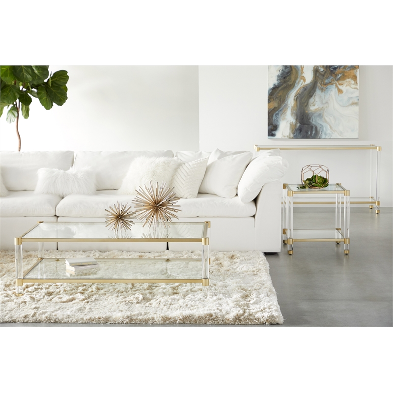 Maklaine Contemporary Transitional Metal Coffee Table in Brass