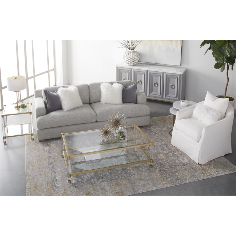 Maklaine Contemporary Transitional Metal Coffee Table in Brass