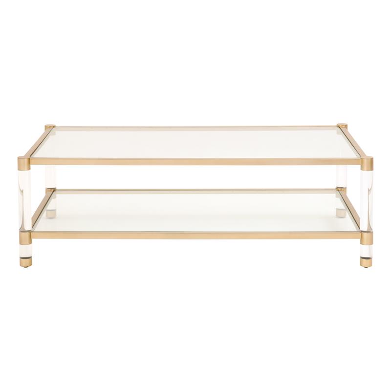 Maklaine Contemporary Transitional Metal Coffee Table in Brass