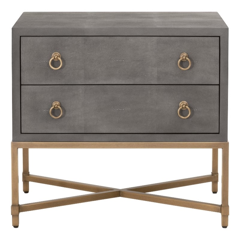 Maklaine Modern Transitional 2-Drawer Resin Nightstand in Gray