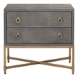 Maklaine Modern Transitional 2-Drawer Resin Nightstand in Gray
