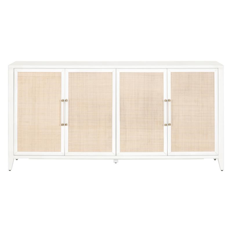 Maklaine Modern Transitional Wood Media Sideboard in White Finish