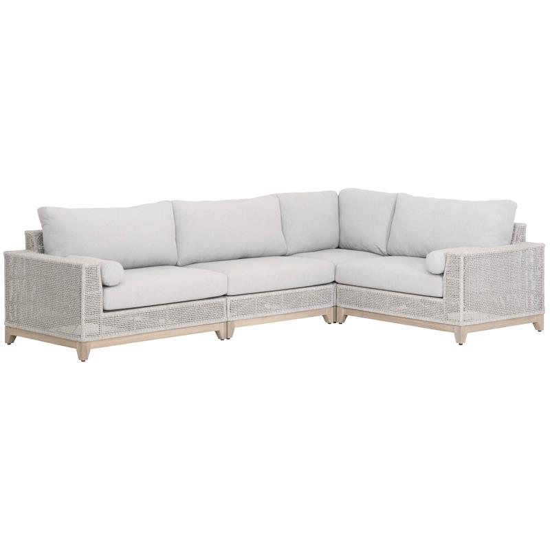 Maklaine Modern Transitional Fabric Outdoor Corner Chair in Gray
