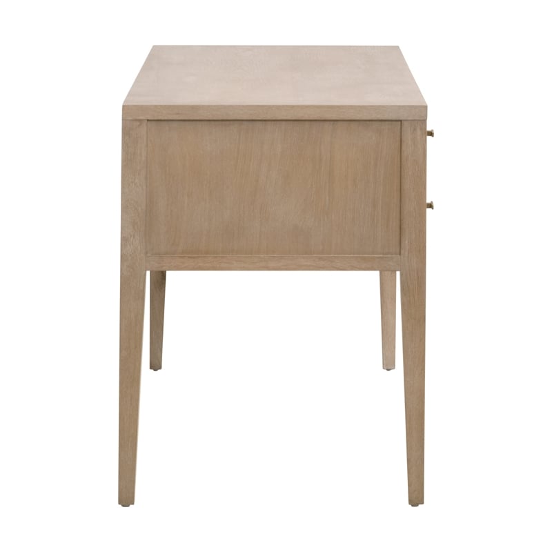 Maklaine Modern Transitional Antique Cane Wood Desk in Smoke Gray
