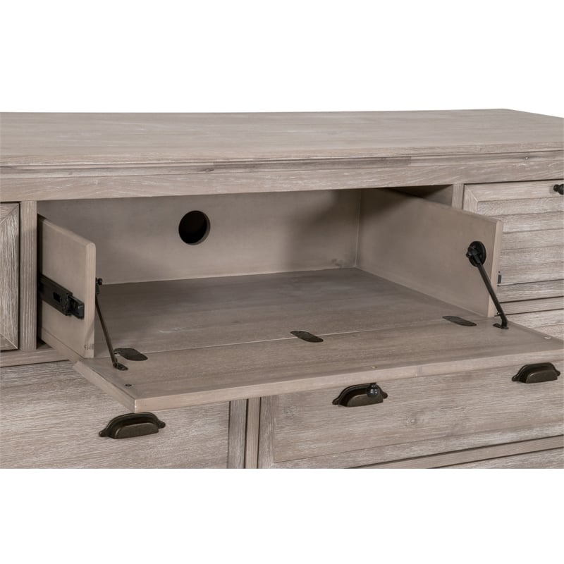 Maklaine Modern Transitional Wood 7-Drawer Media Dresser in Gray