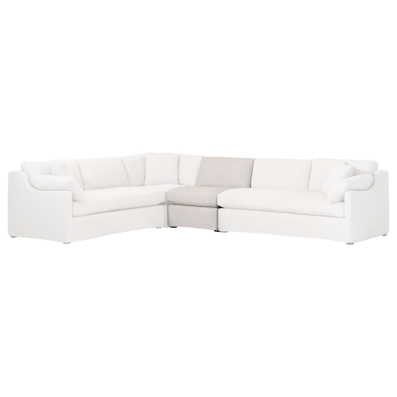 Maklaine Contemporary Transitional Fabric Armless Chair in Beige