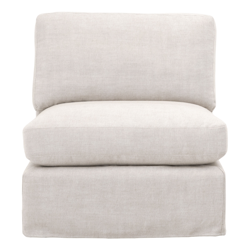 Maklaine Contemporary Transitional Fabric Armless Chair in Beige