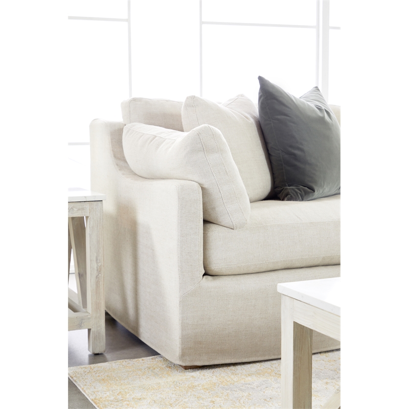 Maklaine Contemporary Transitional Fabric Left Arm Sofa in Beige