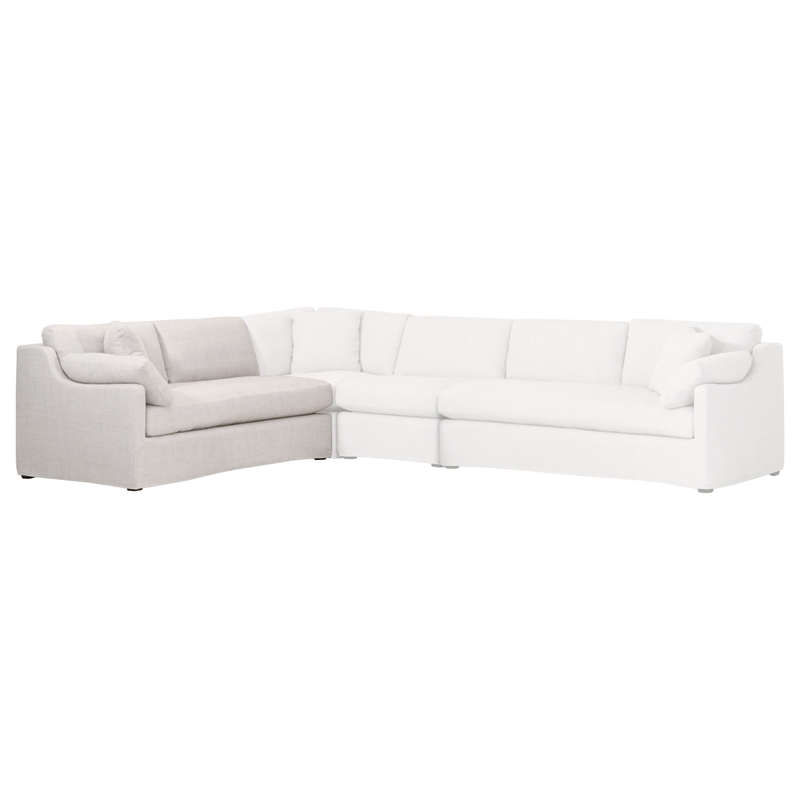 Maklaine Contemporary Transitional Fabric Left Arm Sofa in Beige