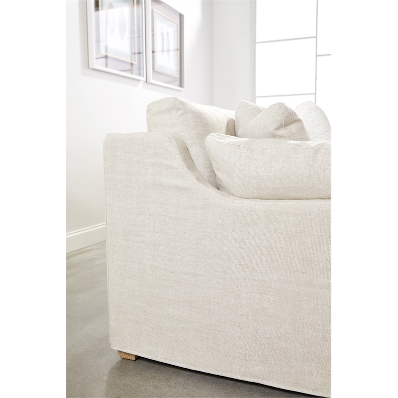 Maklaine Contemporary Transitional Fabric Left Arm Sofa in Beige
