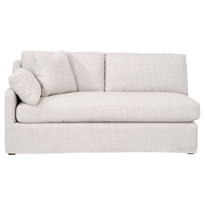 Maklaine Contemporary Transitional Fabric Left Arm Sofa in Beige