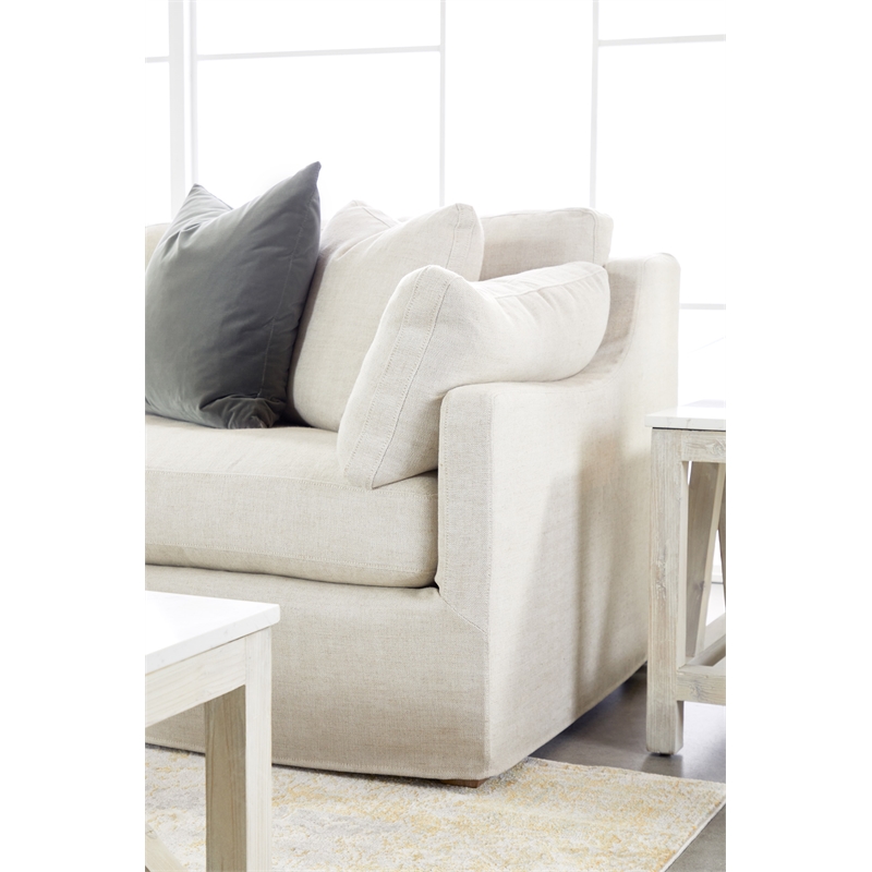 Maklaine Contemporary Transitional Fabric Right Arm Sofa in Beige
