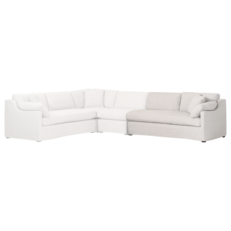 Maklaine Contemporary Transitional Fabric Right Arm Sofa in Beige