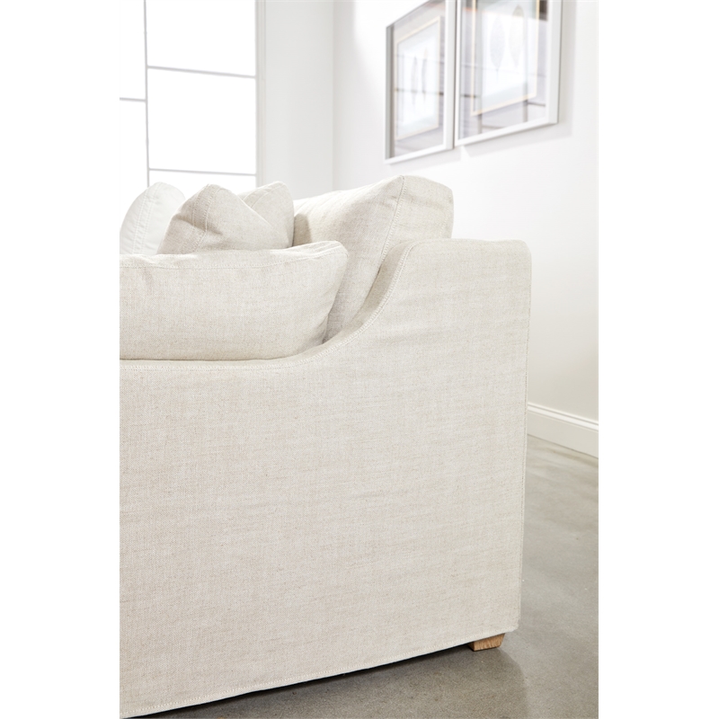 Maklaine Contemporary Transitional Fabric Right Arm Sofa in Beige