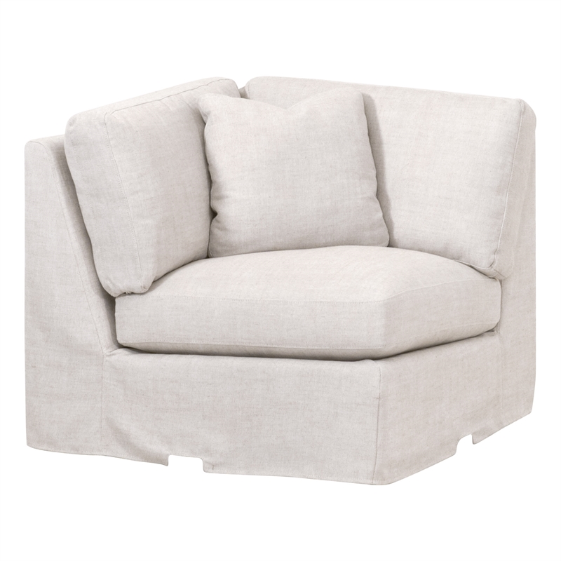 Maklaine Contemporary Transitional Fabric Corner Chair in Beige