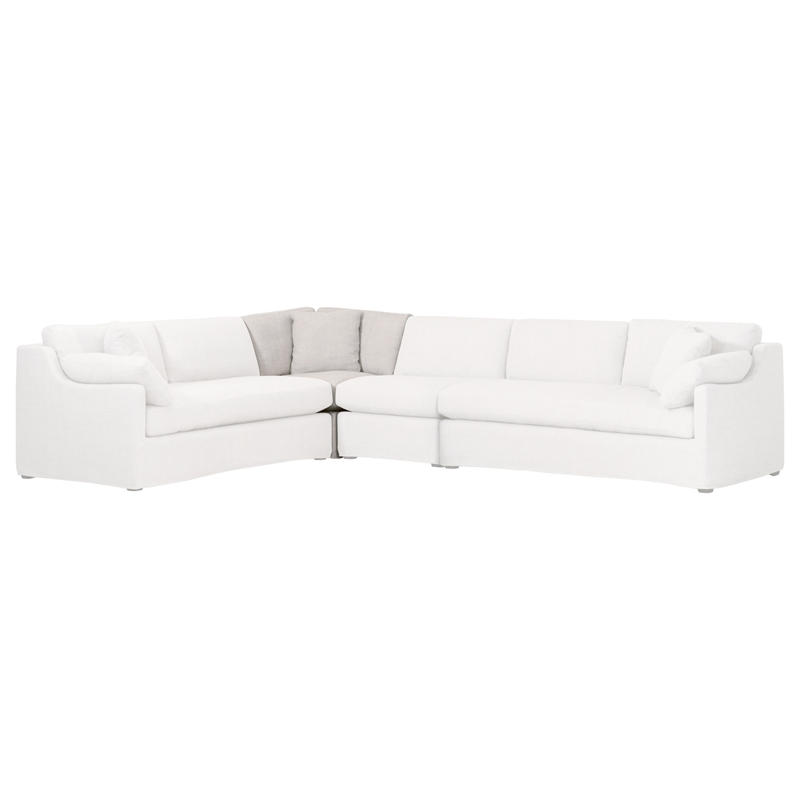 Maklaine Contemporary Transitional Fabric Corner Chair in Beige