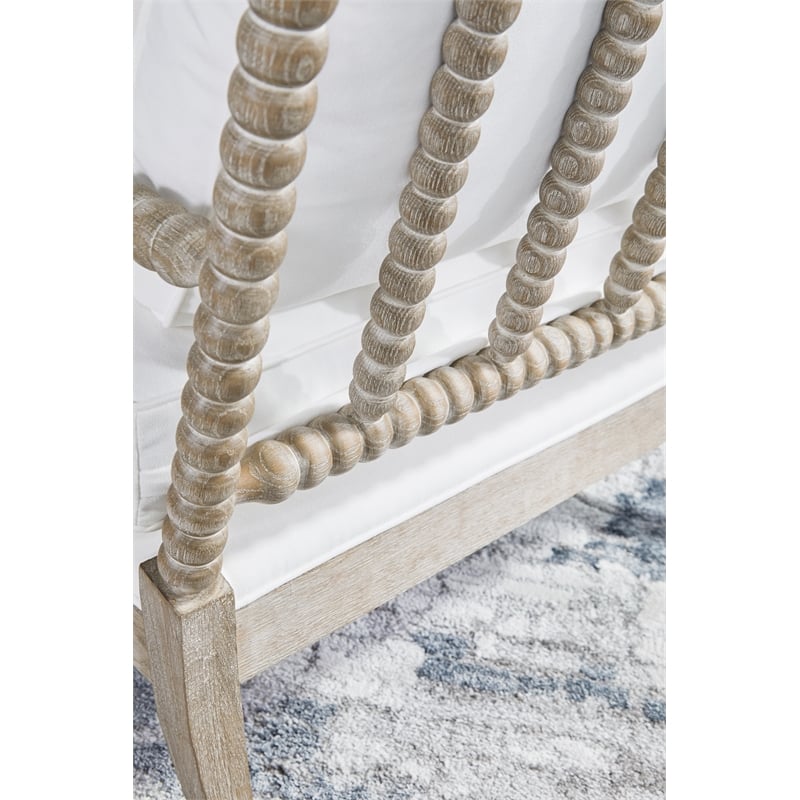 Maklaine Modern Transitional Fabric Chaise Lounge in White Finish