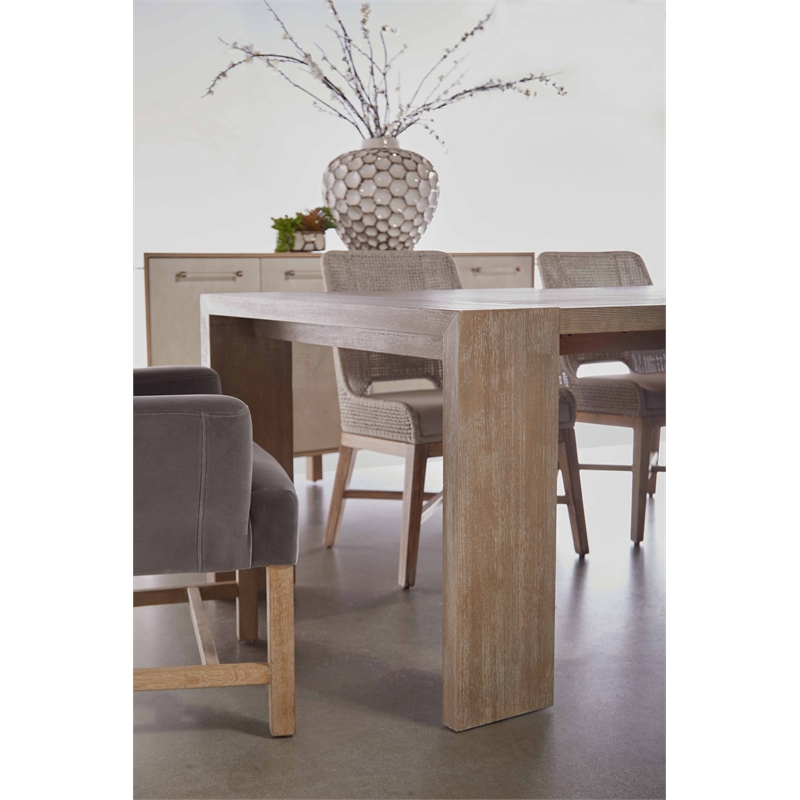 Maklaine Modern Transitional Wood Dining Table in Natural Gray