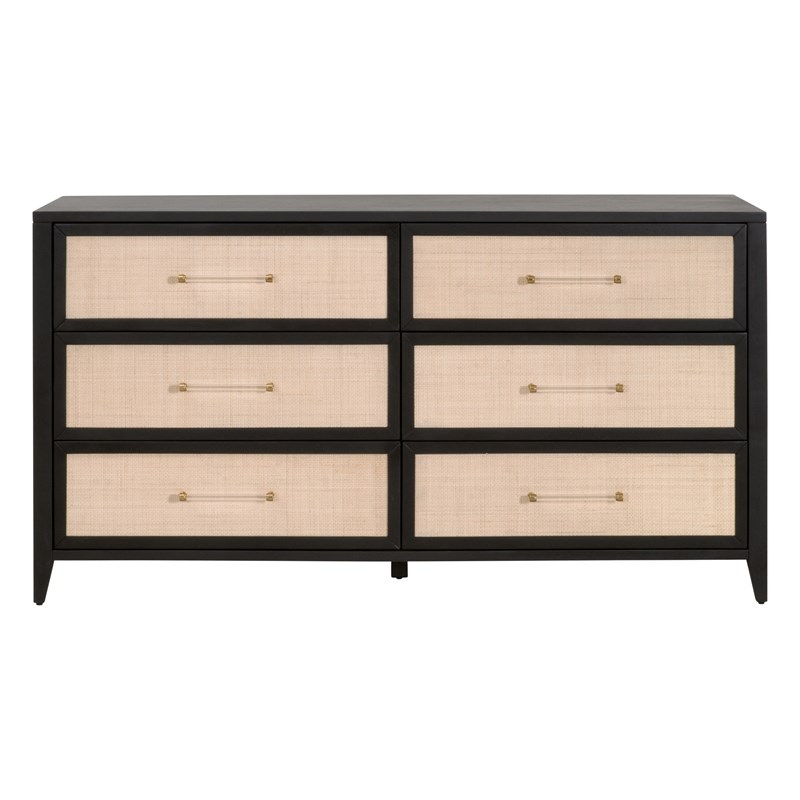 Maklaine Contemporary Transitional Wood Double Dresser in Black