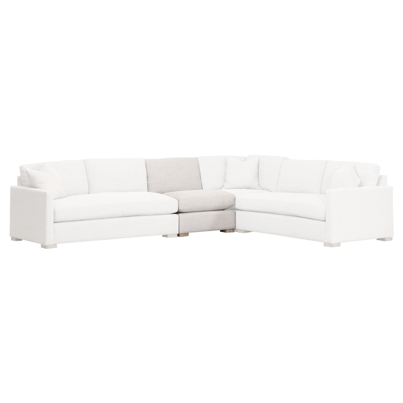 Maklaine Contemporary Transitional Fabric Armless Chair in Stone
