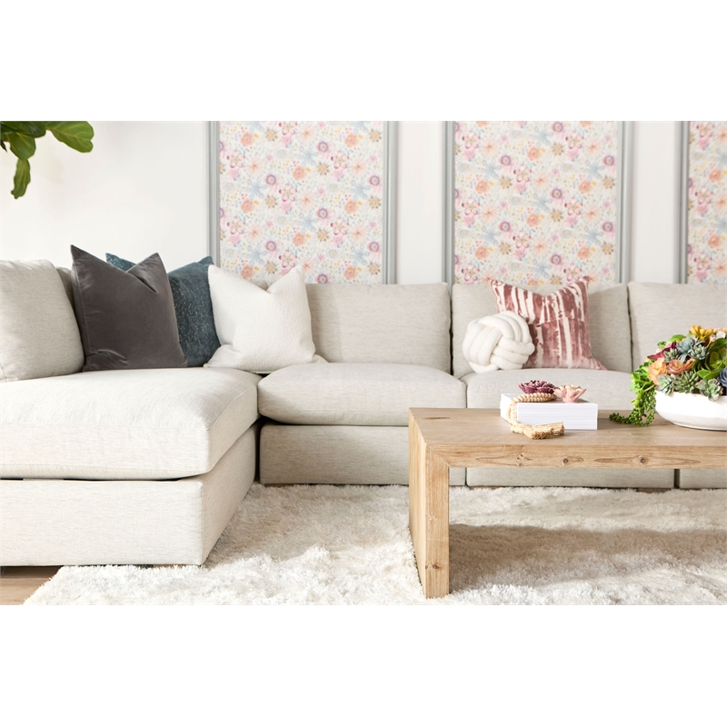 Maklaine Contemporary Transitional Fabric Armless Chair in Stone