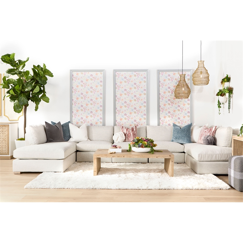 Maklaine Contemporary Transitional Fabric Armless Chair in Stone
