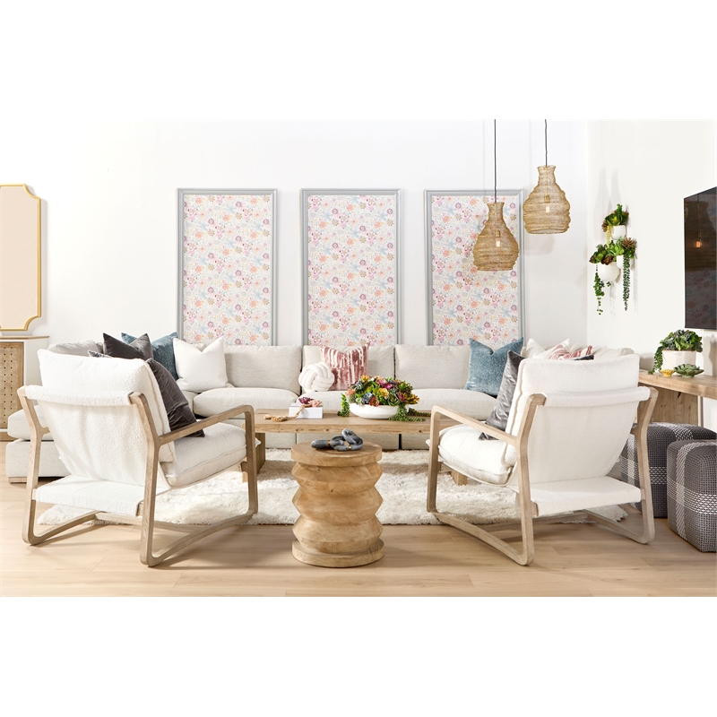Maklaine Contemporary Transitional Fabric Armless Chair in Stone