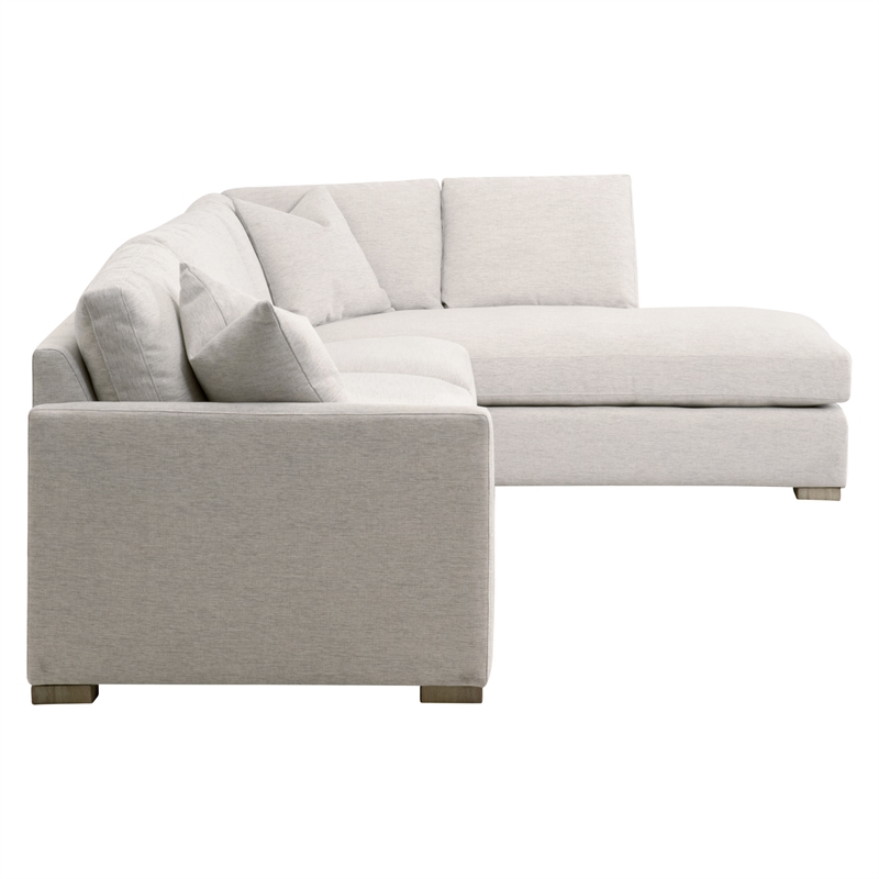 Maklaine Contemporary Transitional Fabric Left Arm Sofa in Stone