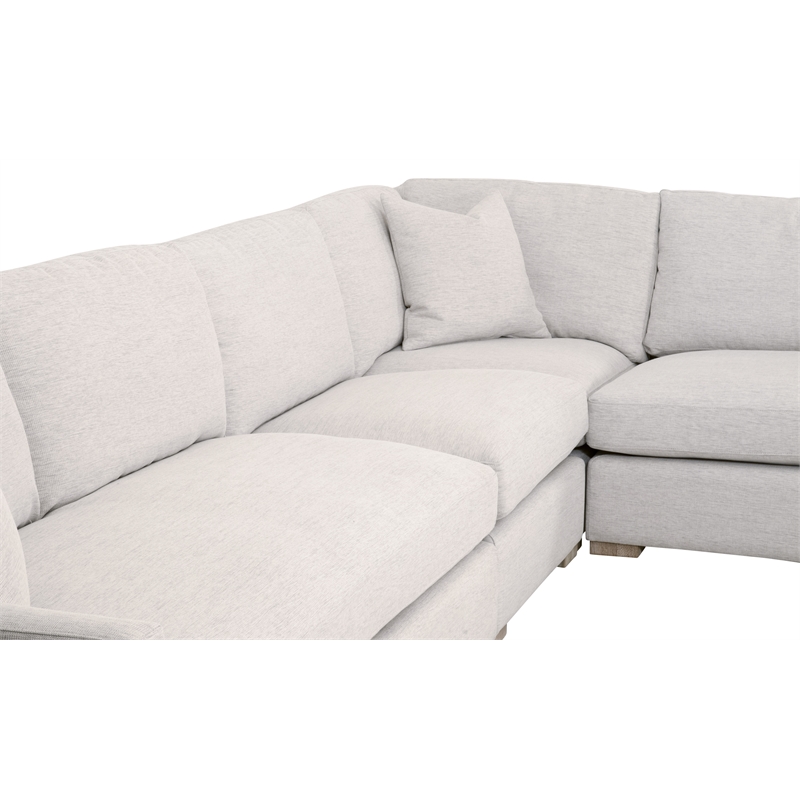 Maklaine Contemporary Transitional Fabric Left Arm Sofa in Stone