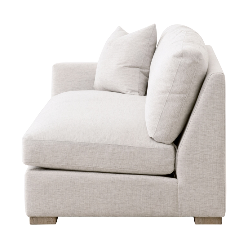 Maklaine Contemporary Transitional Fabric Left Arm Sofa in Stone