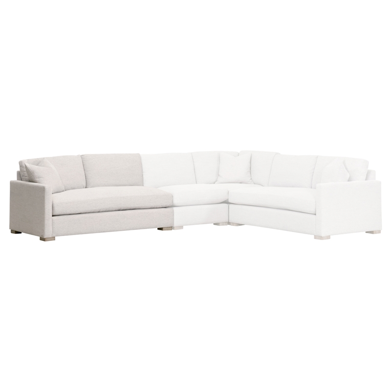 Maklaine Contemporary Transitional Fabric Left Arm Sofa in Stone