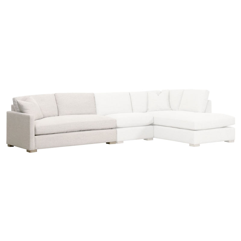 Maklaine Contemporary Transitional Fabric Left Arm Sofa in Stone