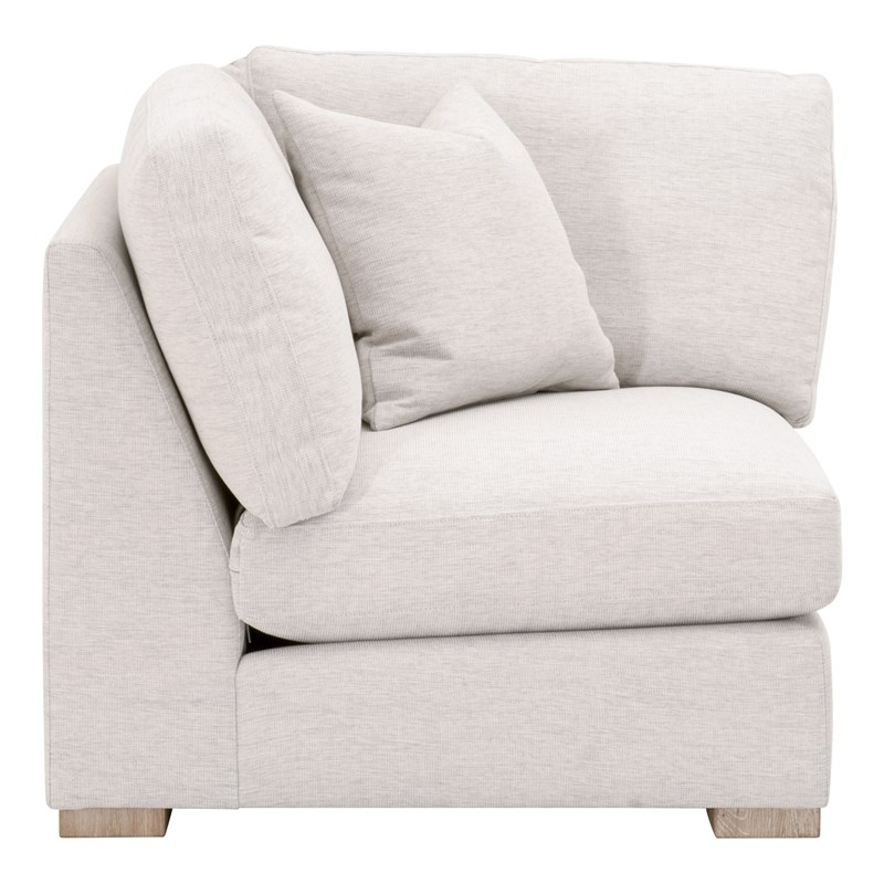 Maklaine Contemporary Transitional Fabric Corner Chair in Stone