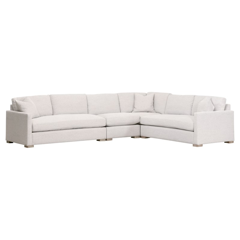 Maklaine Contemporary Transitional Fabric Corner Chair in Stone