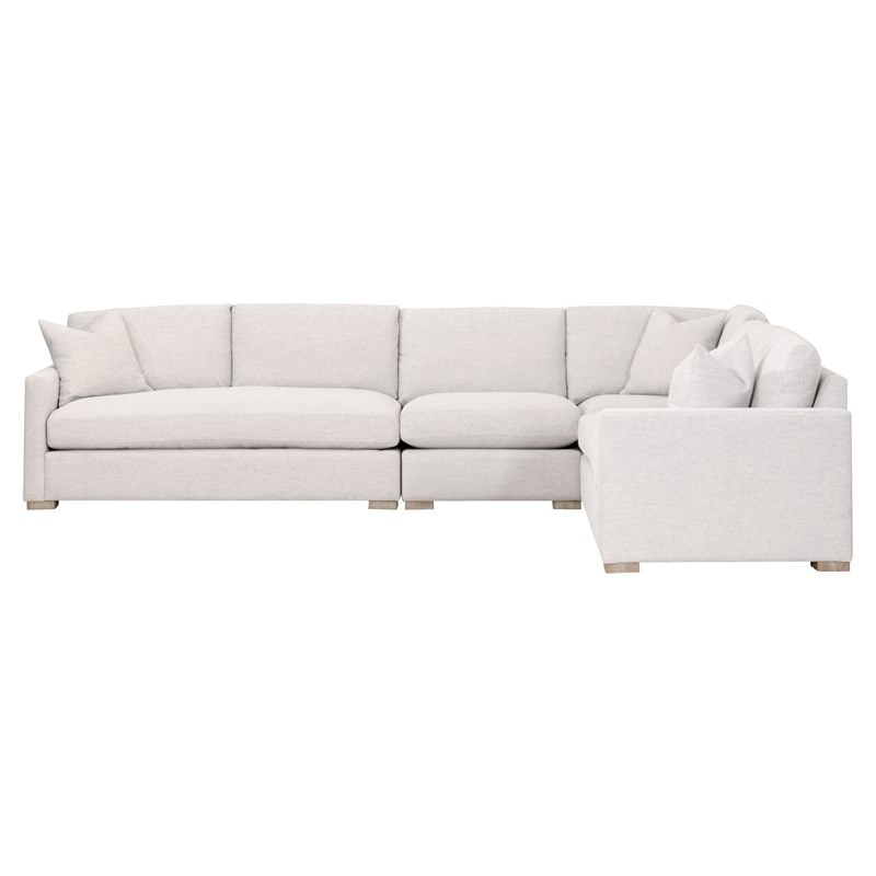 Maklaine Contemporary Transitional Fabric Corner Chair in Stone