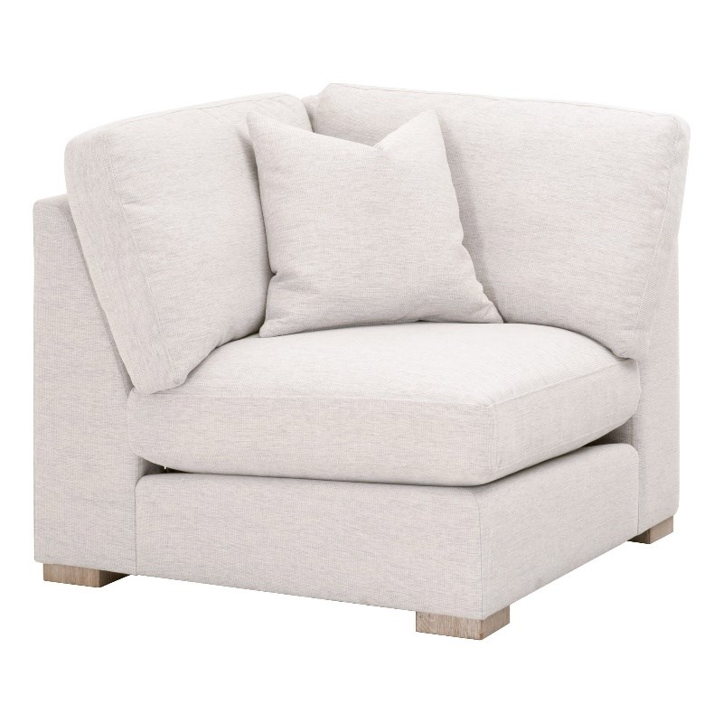 Maklaine Contemporary Transitional Fabric Corner Chair in Stone