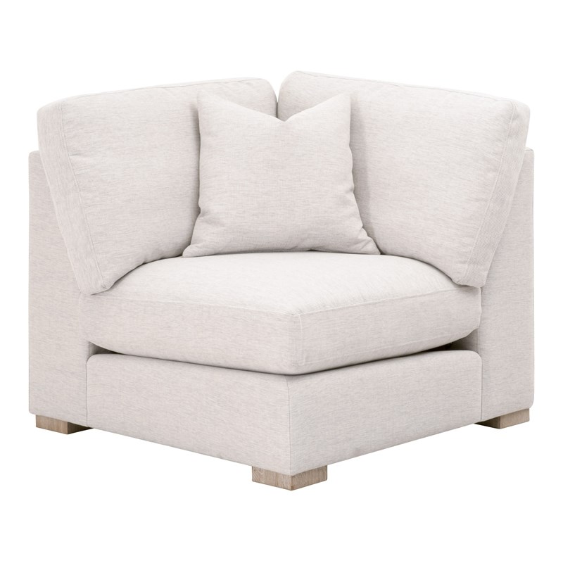 Maklaine Contemporary Transitional Fabric Corner Chair in Stone
